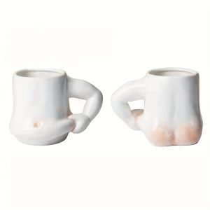 Creative Pinch Belly Ceramic Mug - Novelty Coffee Cup for Milk, Tea - Unique Gift for Birthday, Wedding, Anniversary - Fun Design Drinkware for Christmas, Halloween, Valentine's Day - 1PC