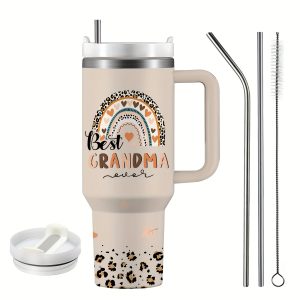 1Pc Grandma Cup Tumbler, Grandma Mug, 40 Oz Stainless Steel Insulated Cup For Best Grandma Ever, Ideal Grandma Gifts With Handle Lid For Birthdays Or Mother's Day