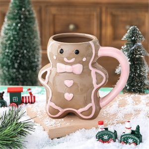 14oz Charming Gingerbread For Man Ceramic Mug - Insulated, Non-Slip, Reusable Coffee Cup for Christmas & Holiday Gifts