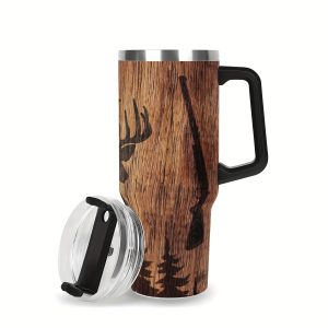 40oz Stainless Steel Vacuum Insulated Tumbler with Slide Cover, Deer Silhouette Design, Keurig Compatible, Ideal Gift for Outdoor Enthusiasts, Friends, Family - 1pc