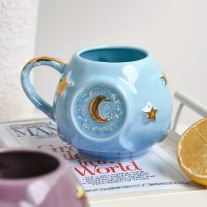 13.53oz Ceramic Mug with Inspired Starry Night Design - Perfect for Coffee, Tea, or Water - Hand Wash Only - Suitable for All Seasons